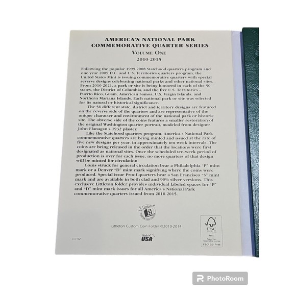 Littleton Coin Folder LCF42 National Park Quarter #1 2010-2015 P&D Book  25 cent - Picture 3 of 3